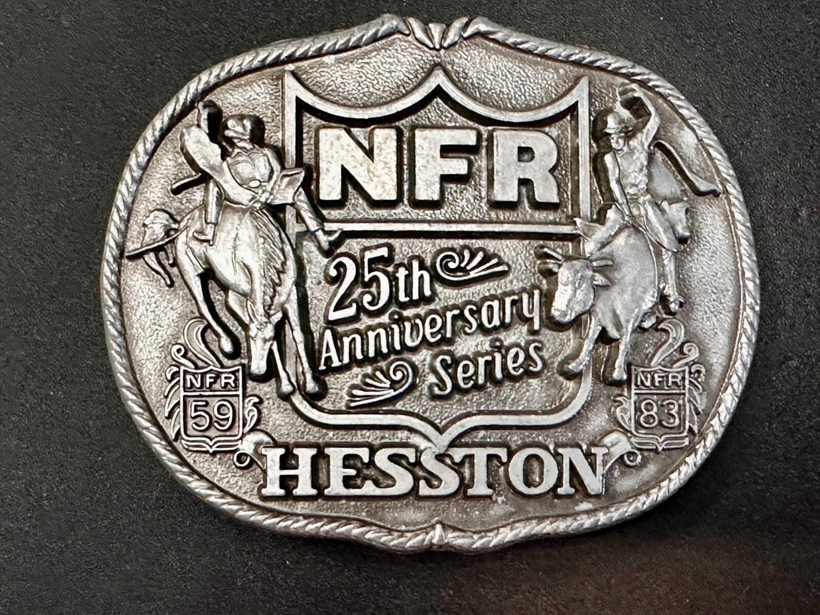 1983 Hesston NFR National Finals Rodeo Cowboys 25th aniversary Belt Buckle