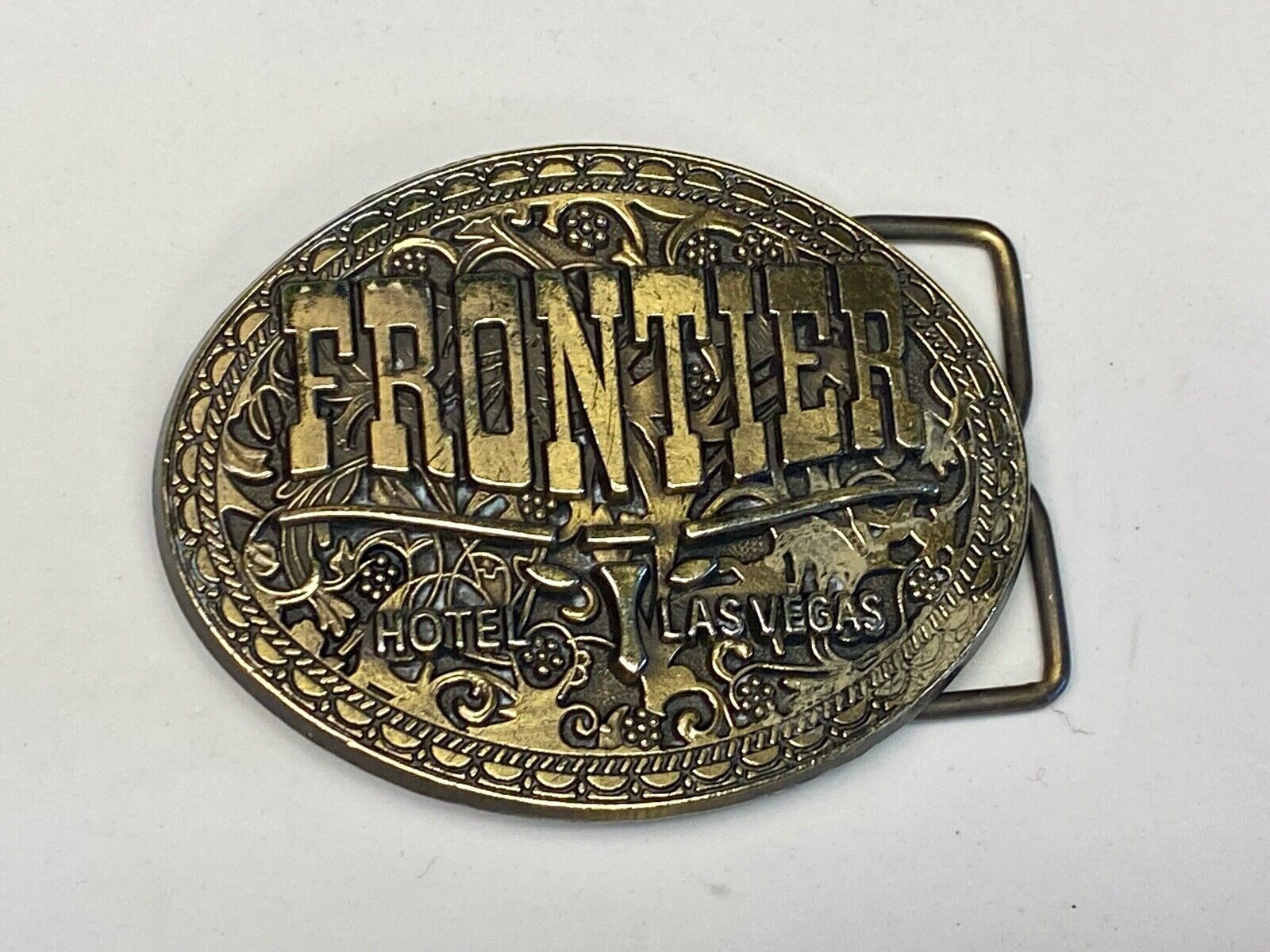 Vintage 80'S Las Vegas "Frontier" Hotel / Casino Western Promotional Belt Buckle