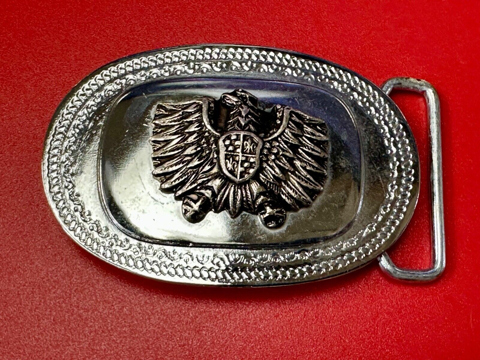 Thunderbird Eagle Shield Crest vintage two tone belt buckle