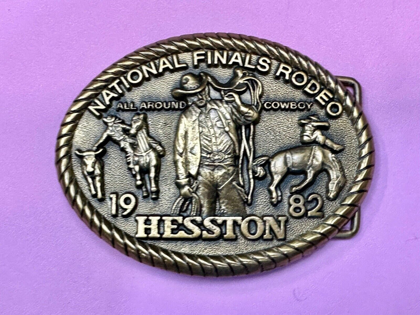 1982 Hesston National Finals Rodeo NFR Collectors Rodeo Cowboy Belt Buckle