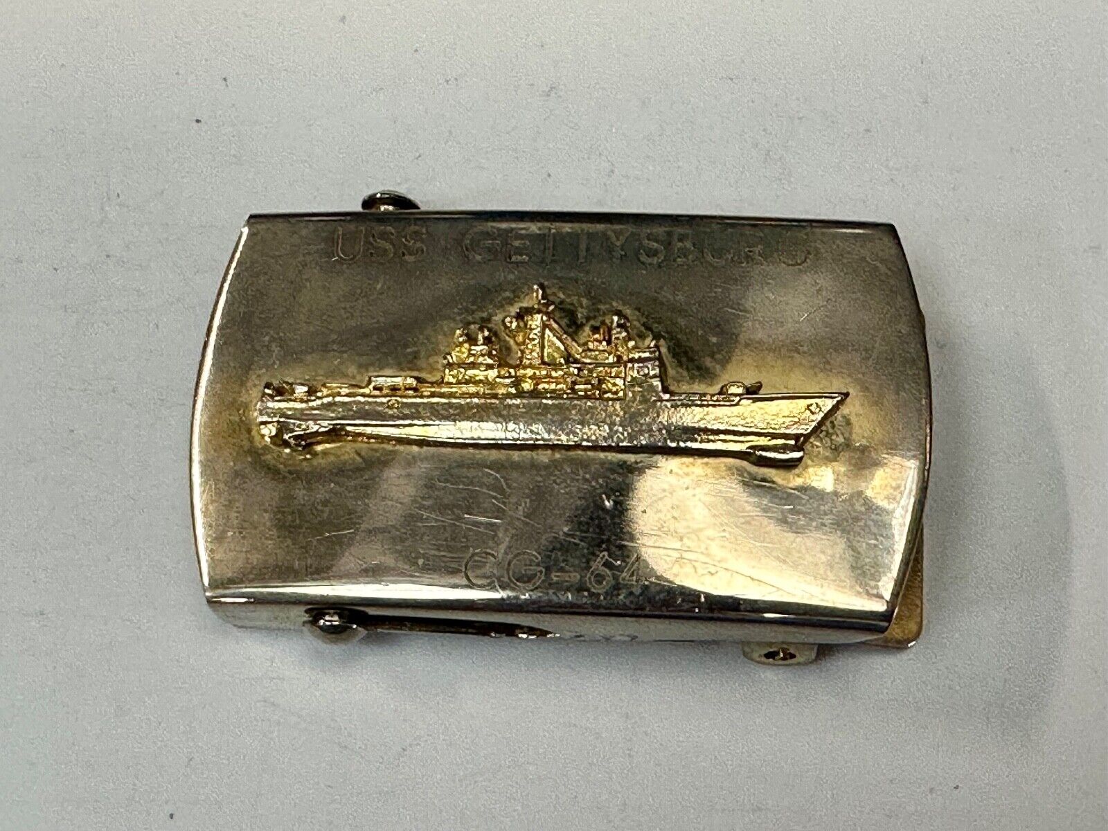 USS Gettysburg CG-64 Ticonderoga-class battleship solid brass belt buckle
