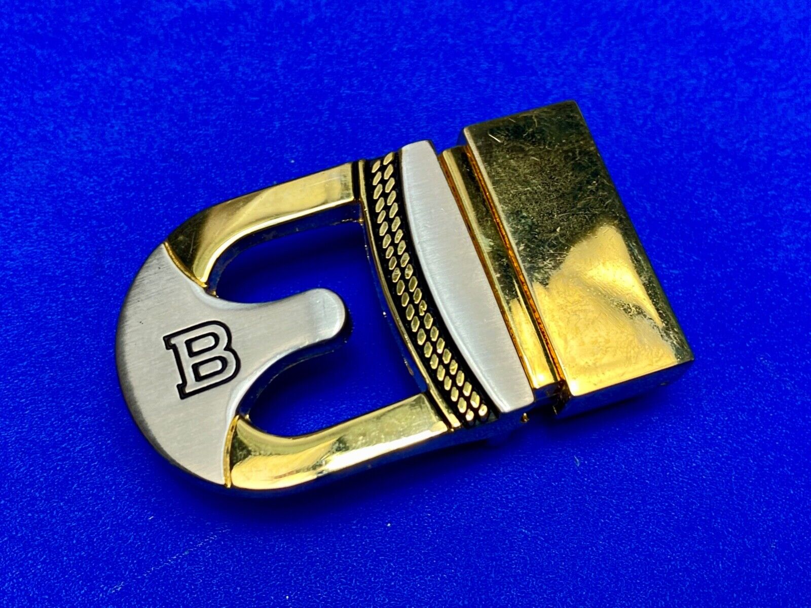 Vintage Letter Initial Monogram B two tone formal small belt buckle