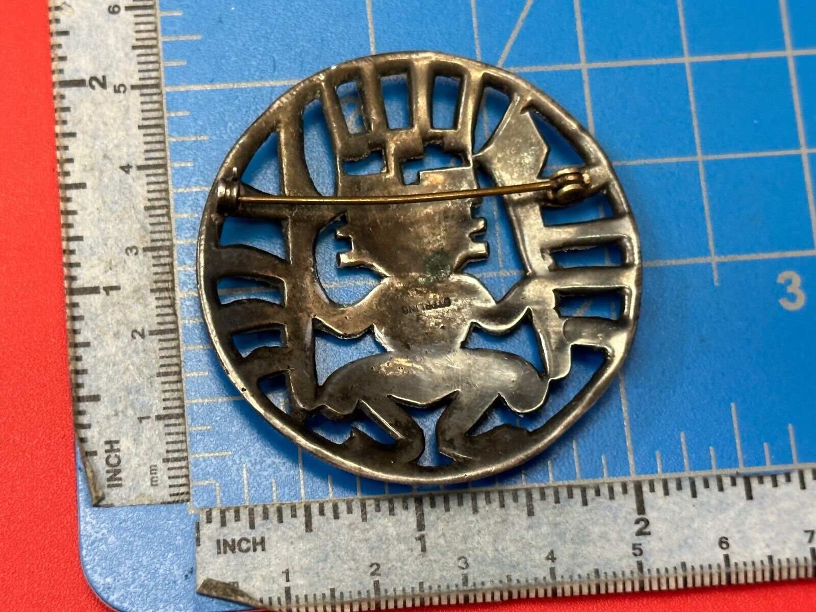 Tribal Chief Man Figure   Aztec?  unknown to me! Sterling Brooch Pin