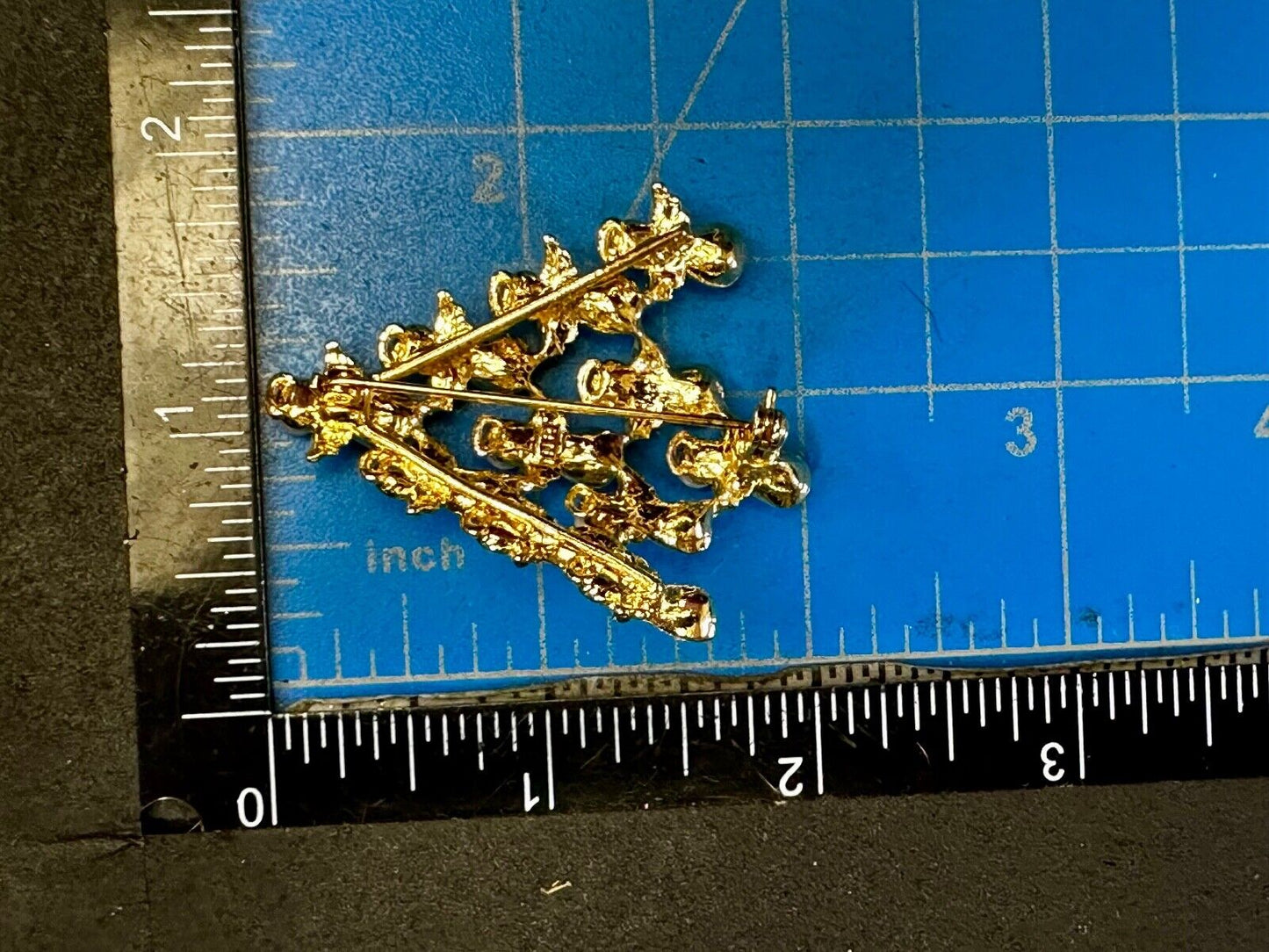 Angel Christmas Tree with Faux Pearls Vtg. Gold Tone Brooch Pin by Ninna Ricci