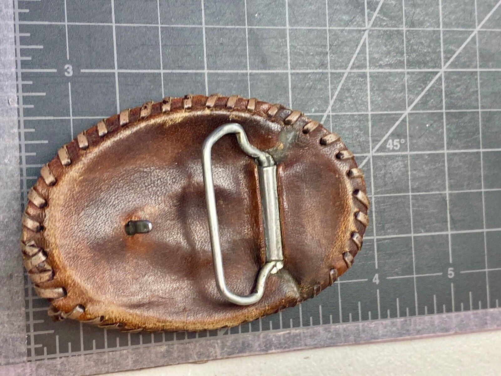 Vintage Leather stitched artisan? Name EVE personalized western belt buckle 