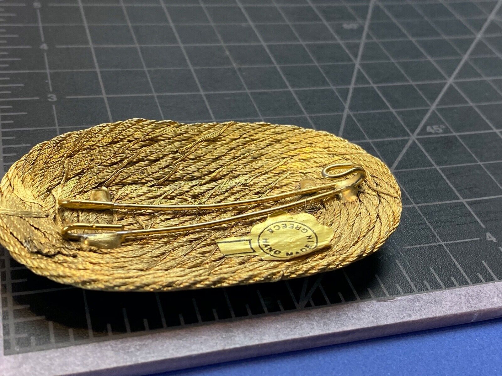 Artisan Rope Braided Wrapped Pattern Oval Hair Clip, Buckle, Made in Greece 