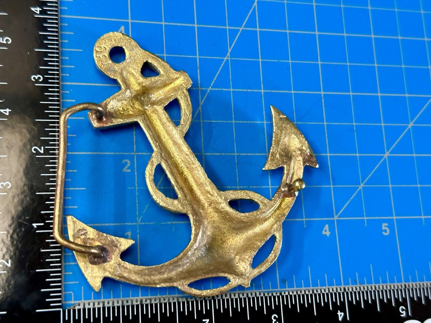 Anchor and Rope Maritime nautical large 4" wide figural Belt Buckle stamped 189
