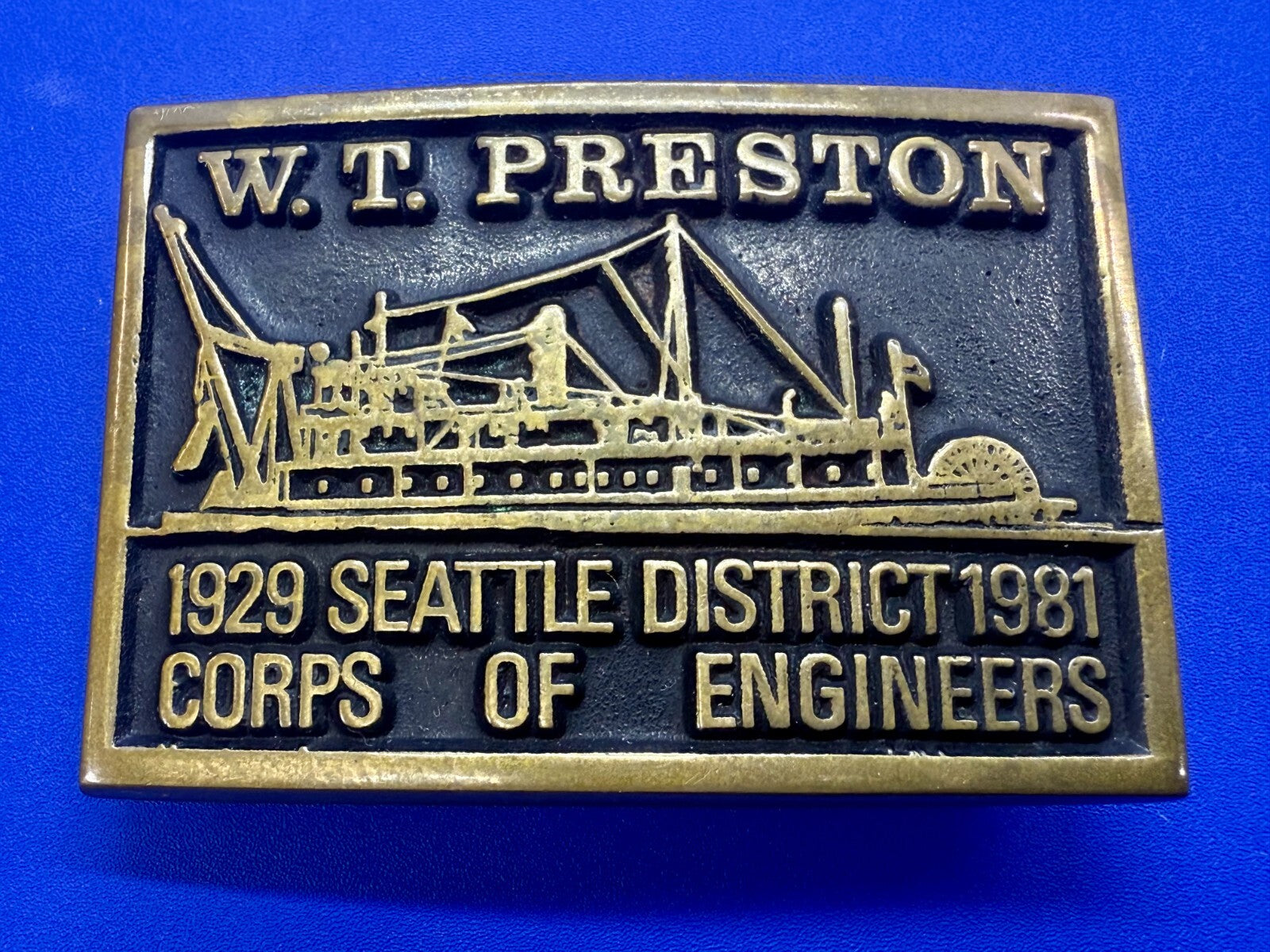 1929 Seattle District 1981 Corp of Engineer W.T Preston Solid Bronze Belt Buckle