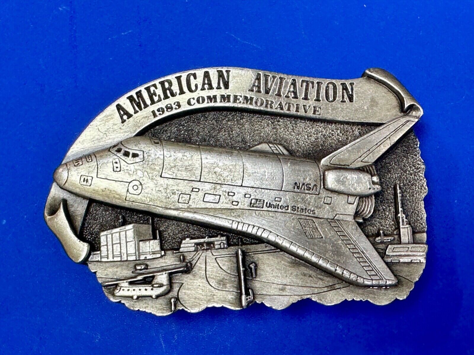 1983 American Aviation Commemorative Plane Pilots belt buckle by Arroyo Grande