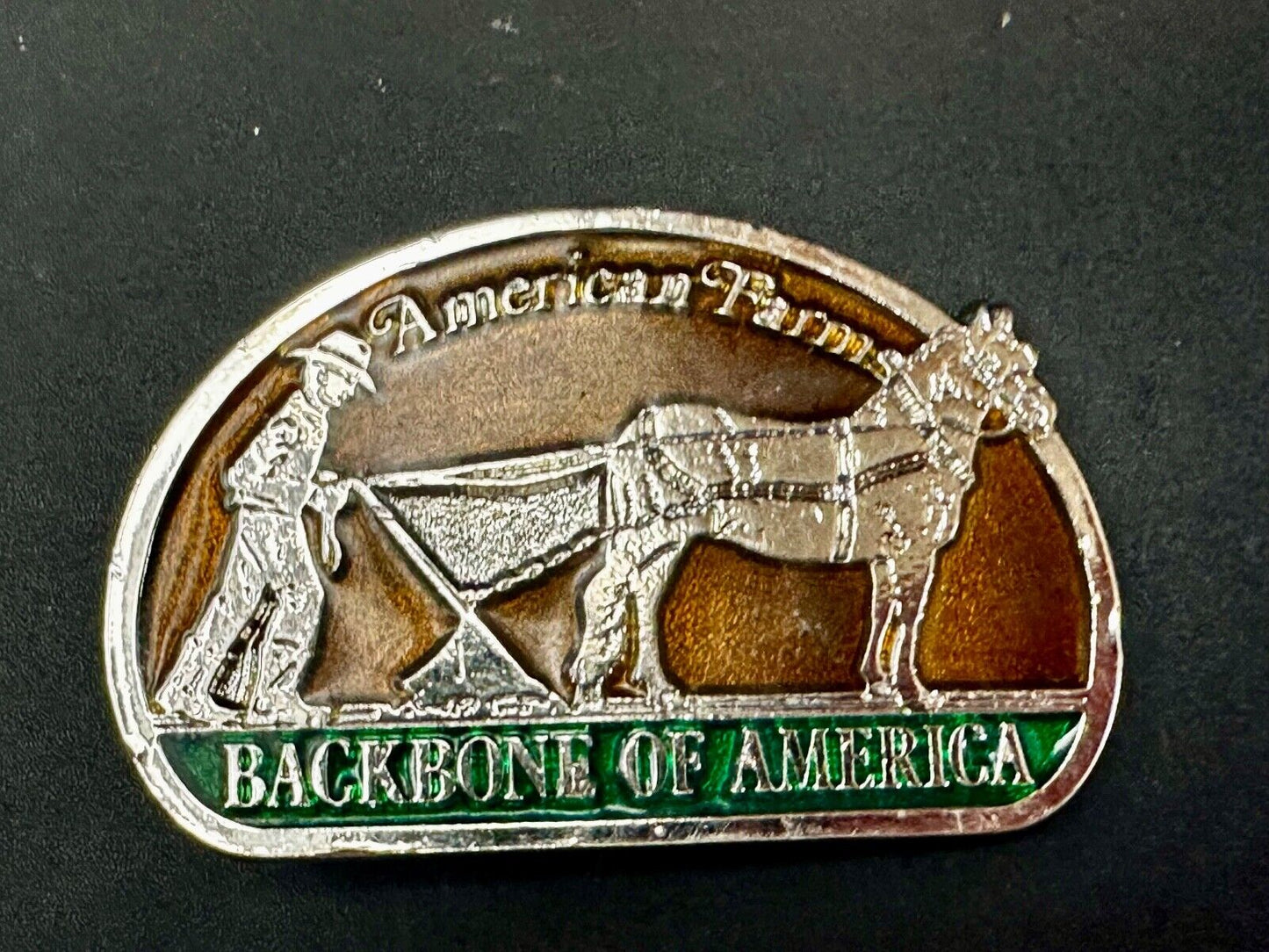 American Farms - The Backbone Of America Farmer Horse Vintage Belt Buckle