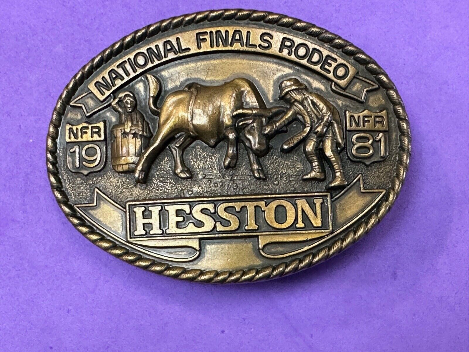 1981 HESSTON NATIONAL FINALS RODEO BELT BUCKLE 7th Edition Collectors