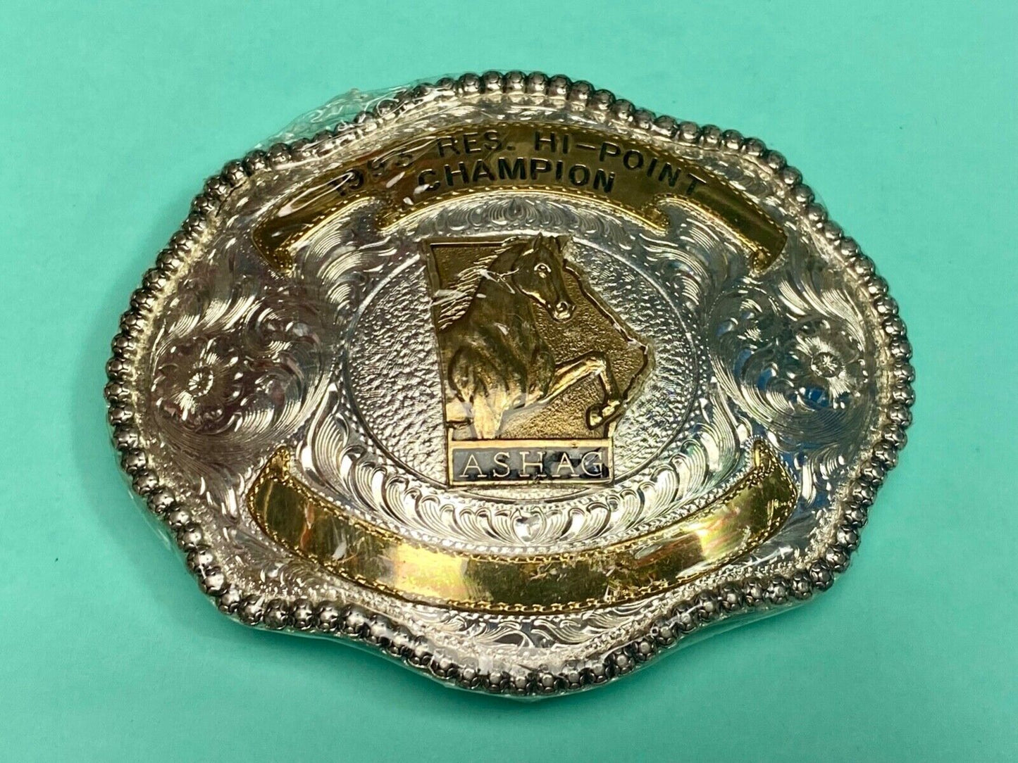 ASHAG HI-Point Champion HORSE BLANK Engraving Trophy belt buckle by Wrangler ADM