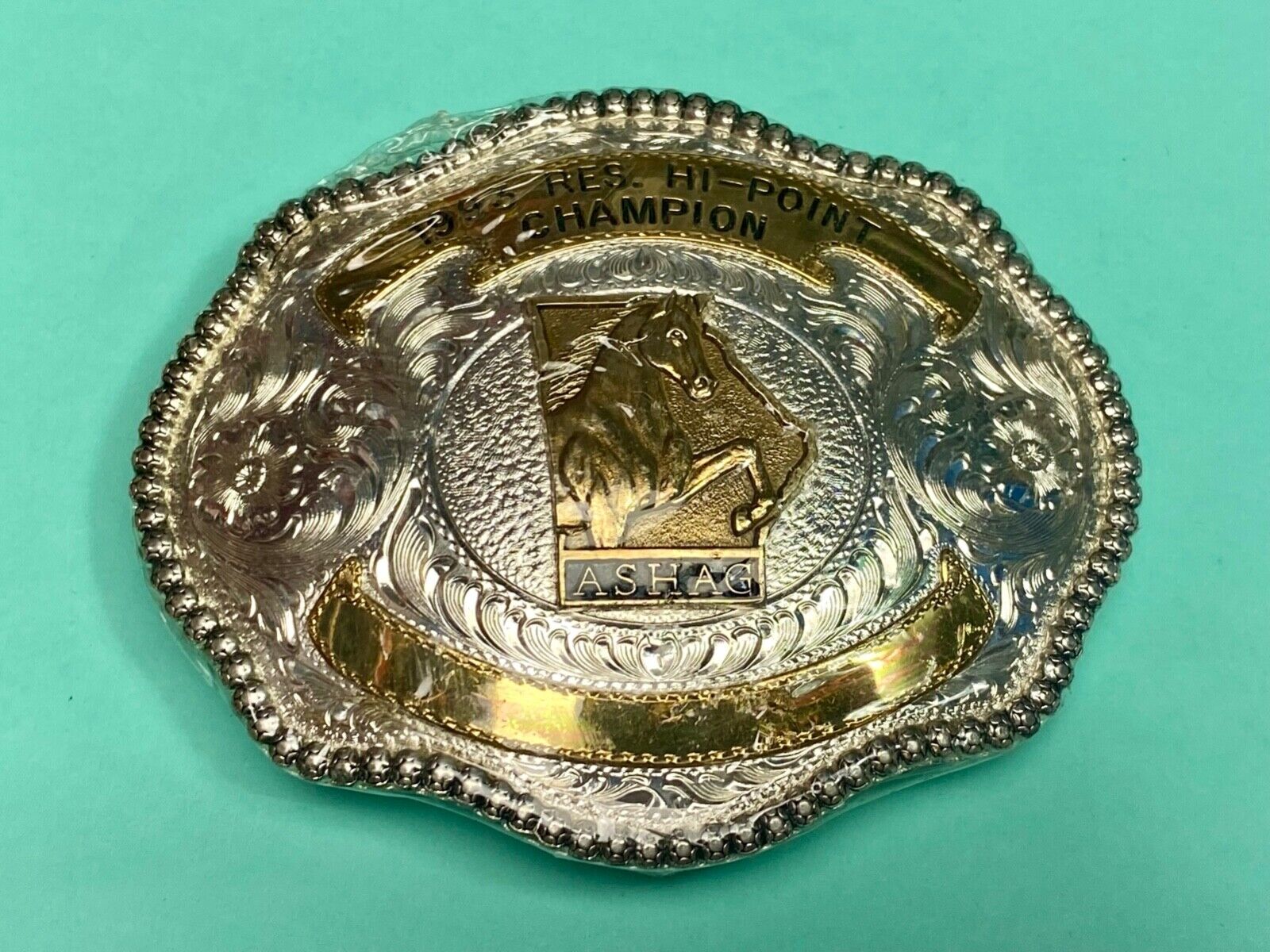 ASHAG HI-Point Champion HORSE BLANK Engraving Trophy belt buckle by Wrangler ADM