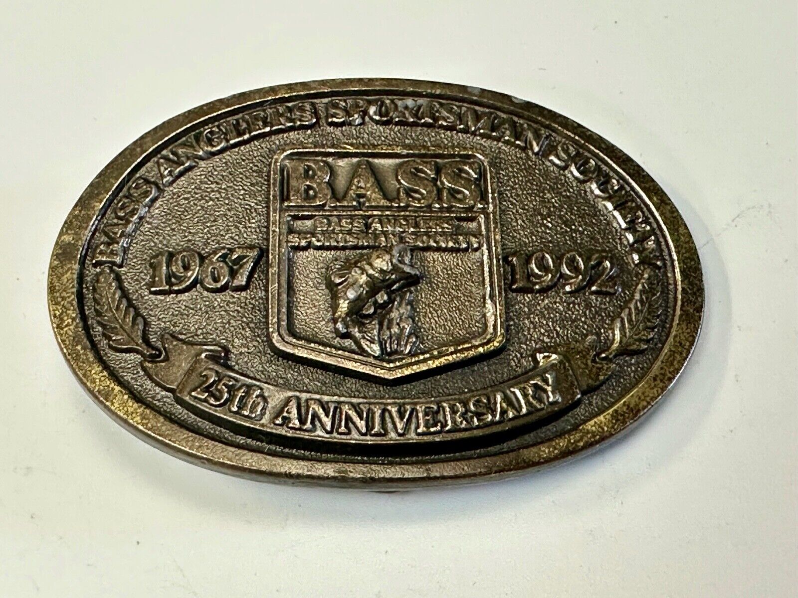 BASS 25th Anniversary Belt Buckle Bass Anglers Sportsman Society 1967 1992