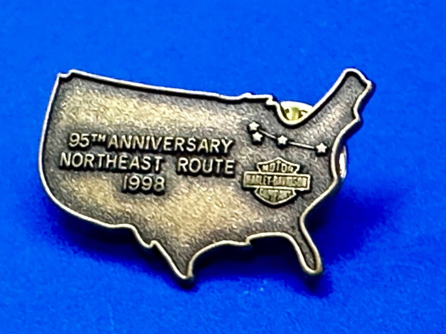 95th Anniversary Northeast Route 1998 USA Map Collectors Harley Davidson Pin