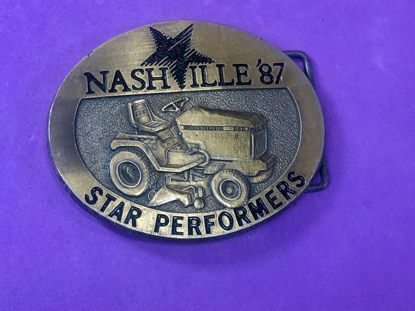 Vintage 1987  NASHVILLE John Deere Lawn Tractors Star Performers Belt Buckle 