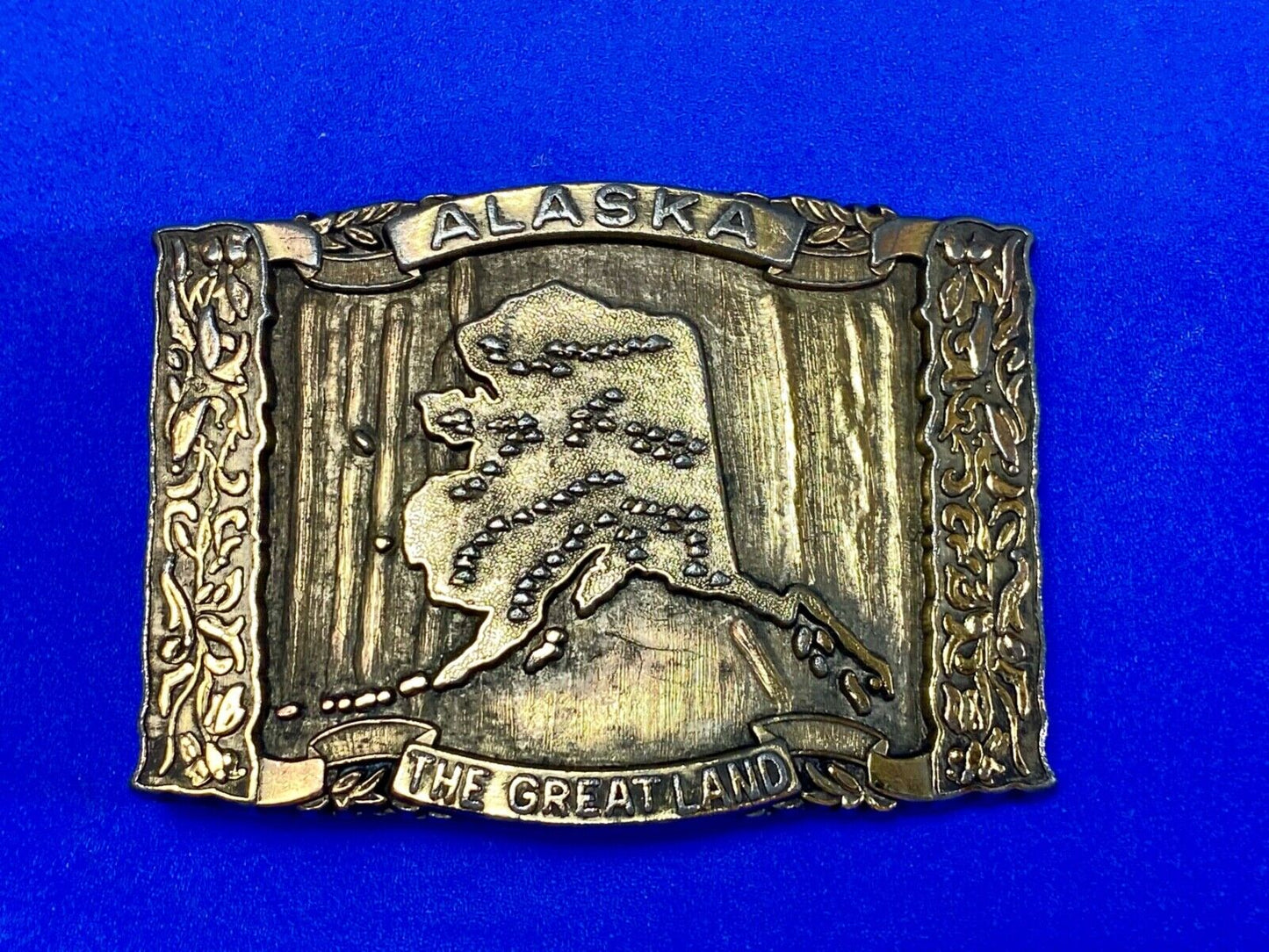 Alaska, The Great Land - Large brass tone vintage state belt buckle