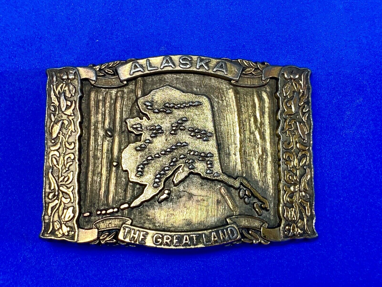 Alaska, The Great Land - Large brass tone vintage state belt buckle