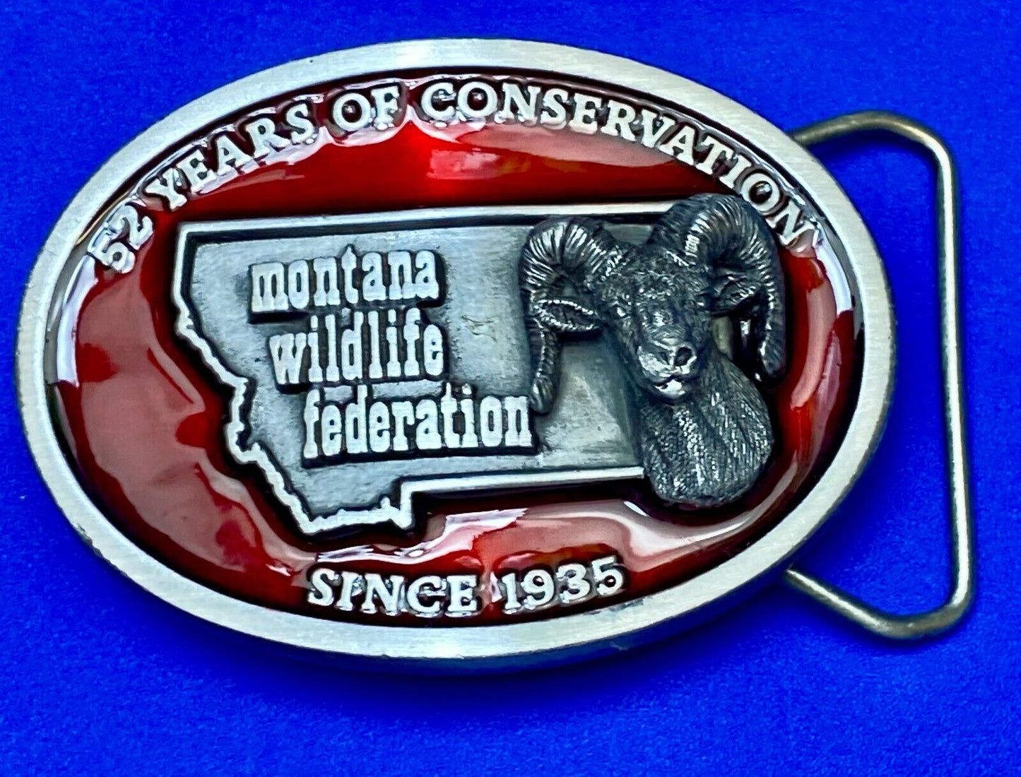 52 Years Of Conservation - State Of Montana Wildlife Federation Belt Buckle
