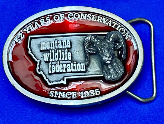 52 Years Of Conservation - State Of Montana Wildlife Federation Belt Buckle