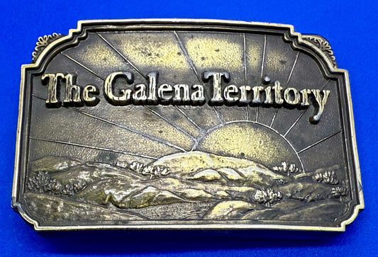  The Galena Territory Brass Belt Buckle Sunrise Illinois Vintage Belt Buckle 
