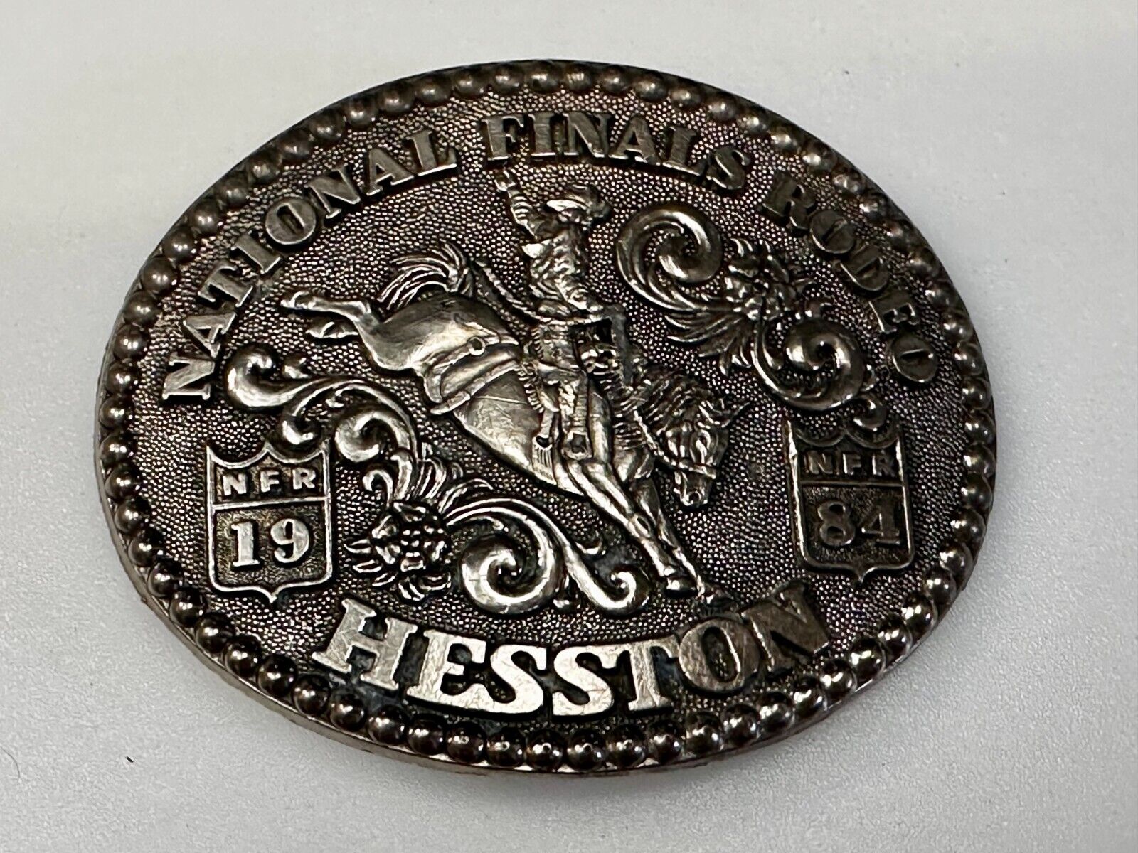 1984 Hesston NFR National Finals Rodeo Cowboys Western Commemorative Belt Buckle
