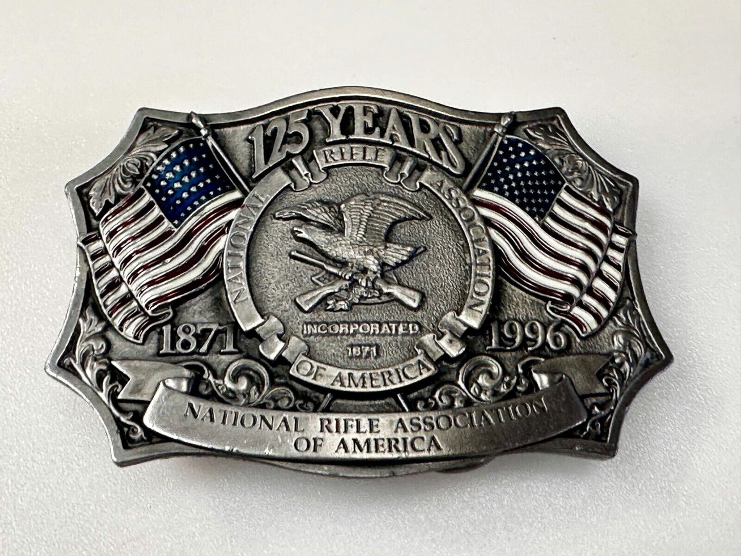 125 Year Celebration Gun Rights NRA National Rifle Association Vtg. Belt Buckle