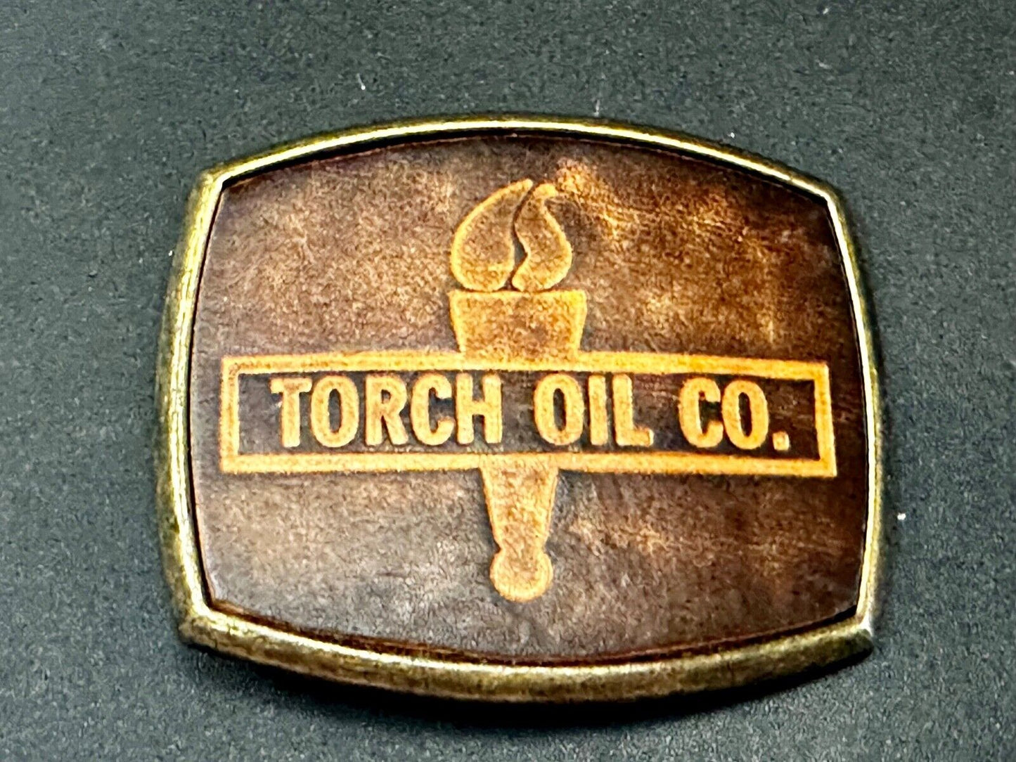 Torch Oil Company gas mine drilling refinery Vintage El-Cid Belt Buckle
