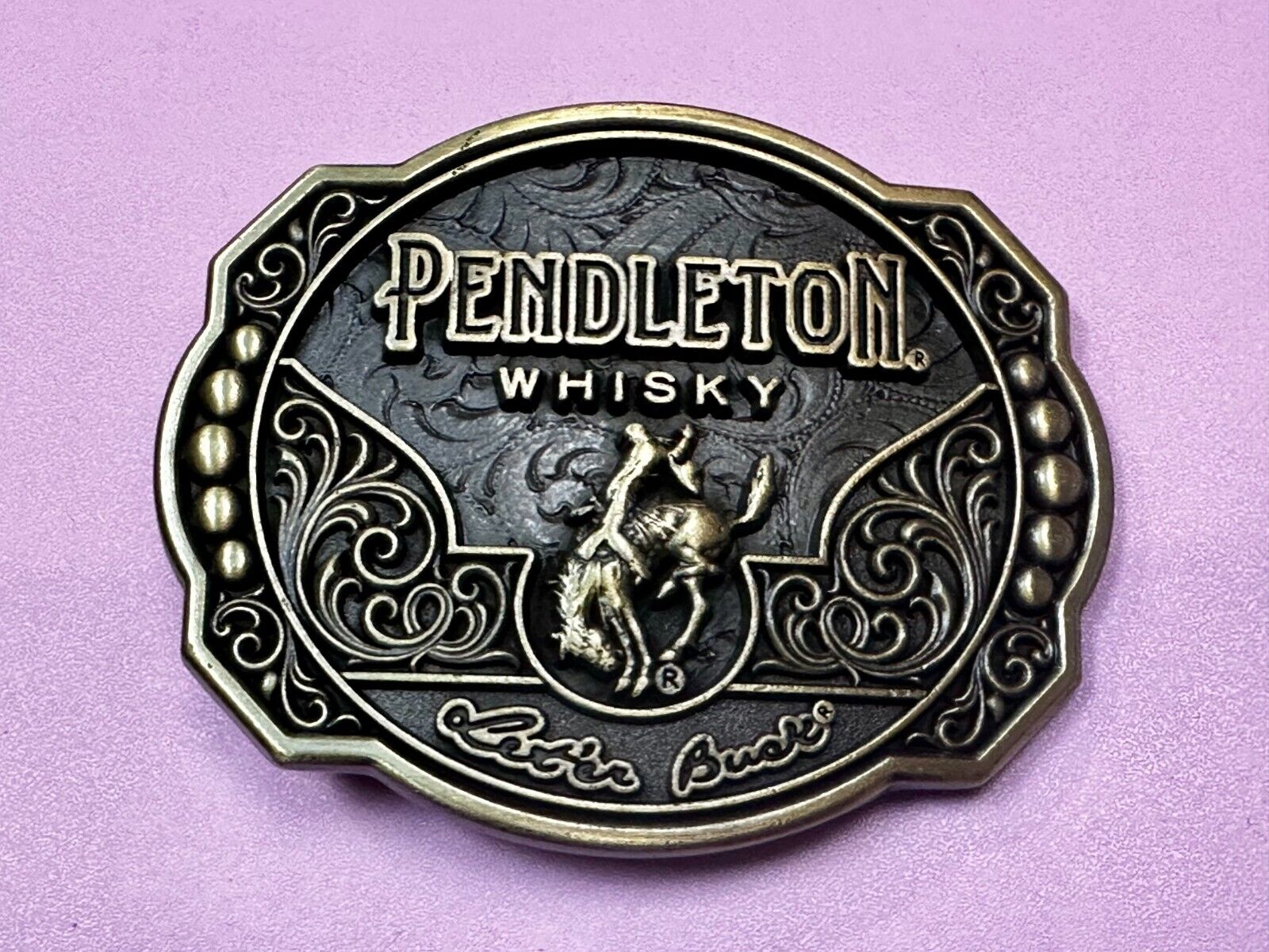 2024 Pendleton whiskey Let'er Buck Rodeo Cowboy Montana Silversmiths Belt Buckle