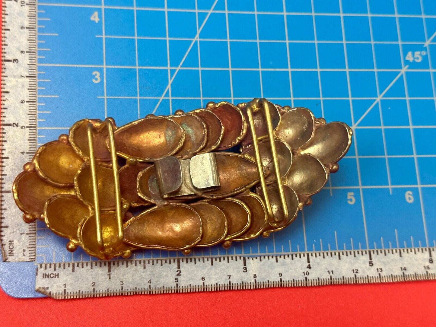 Abstract Brutalist Artisan Mixed Metal Hippy HUGE!  Belt Buckle