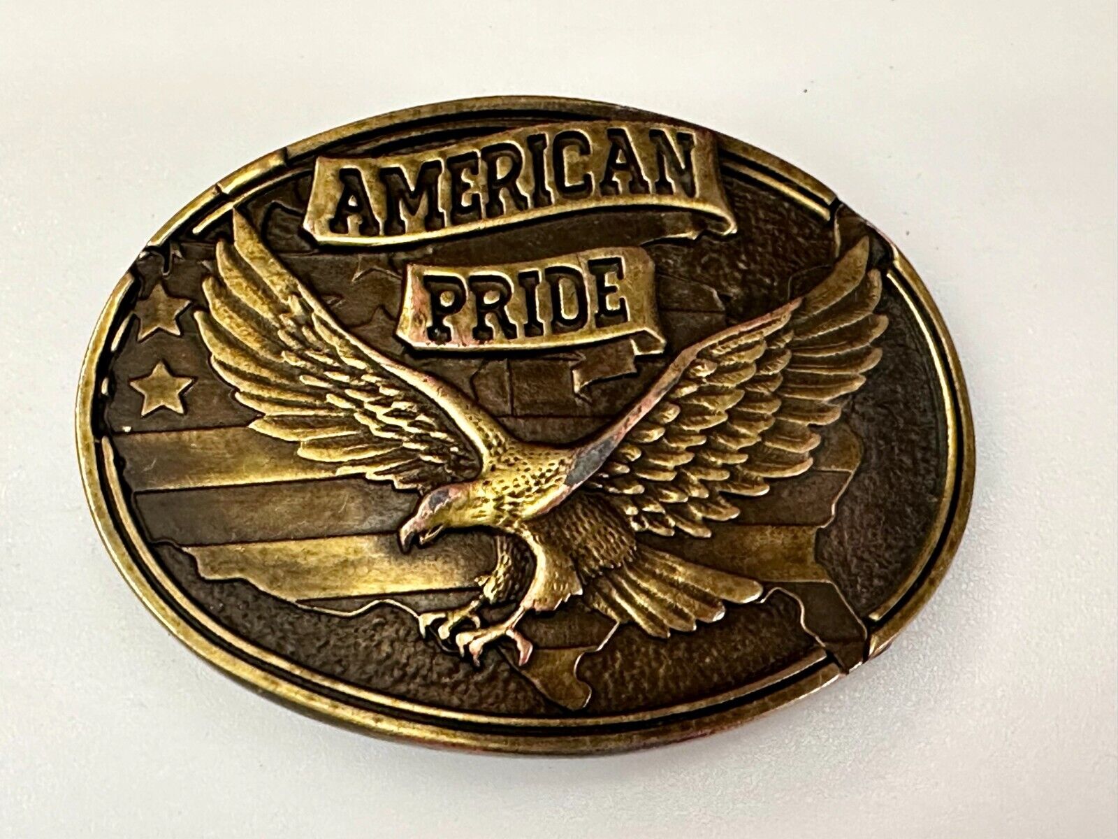 American Pride USA Flag Patriotic Bald Eagle United States Oval Belt Buckle