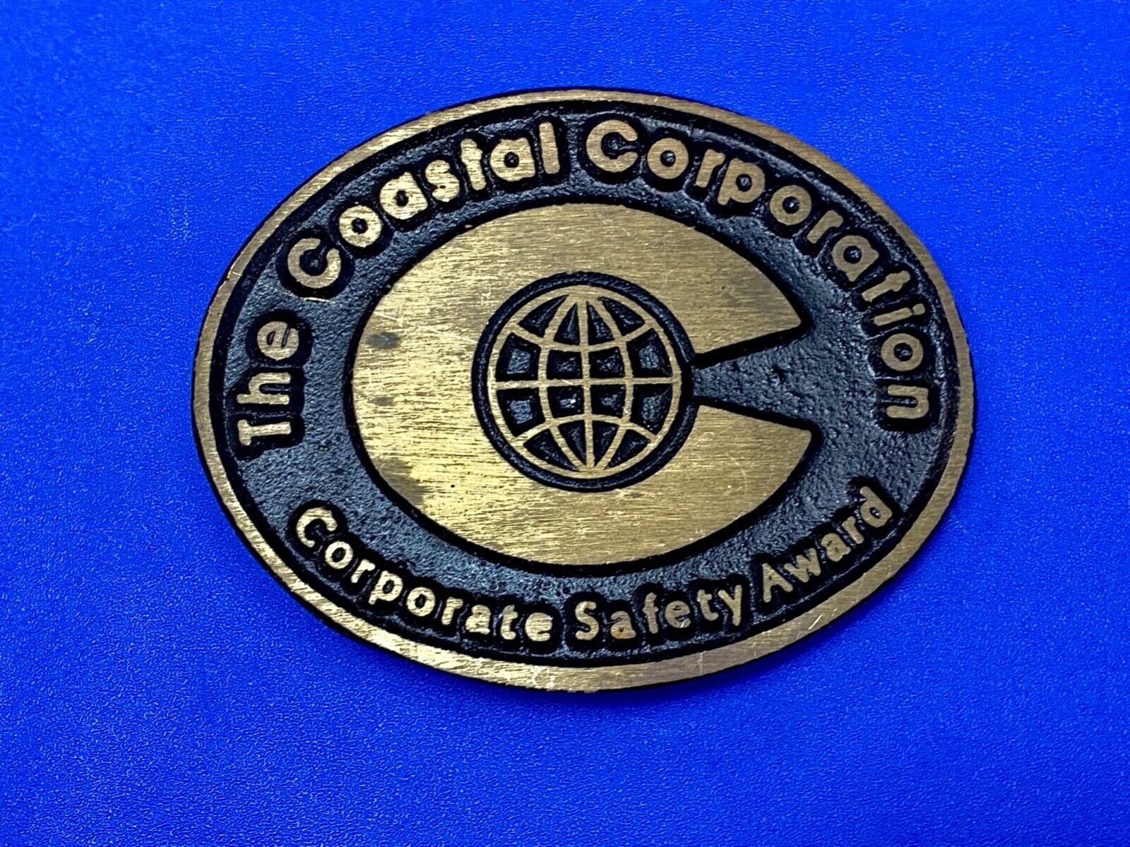 The Coastal Corporation Safety Award solid brass dynabuckle belt buckle