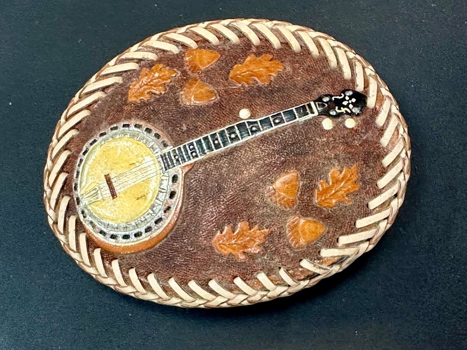 Banjo Country Music Bluegrass Pickers Gorgeous Snake Skin Vintage Belt Buckle