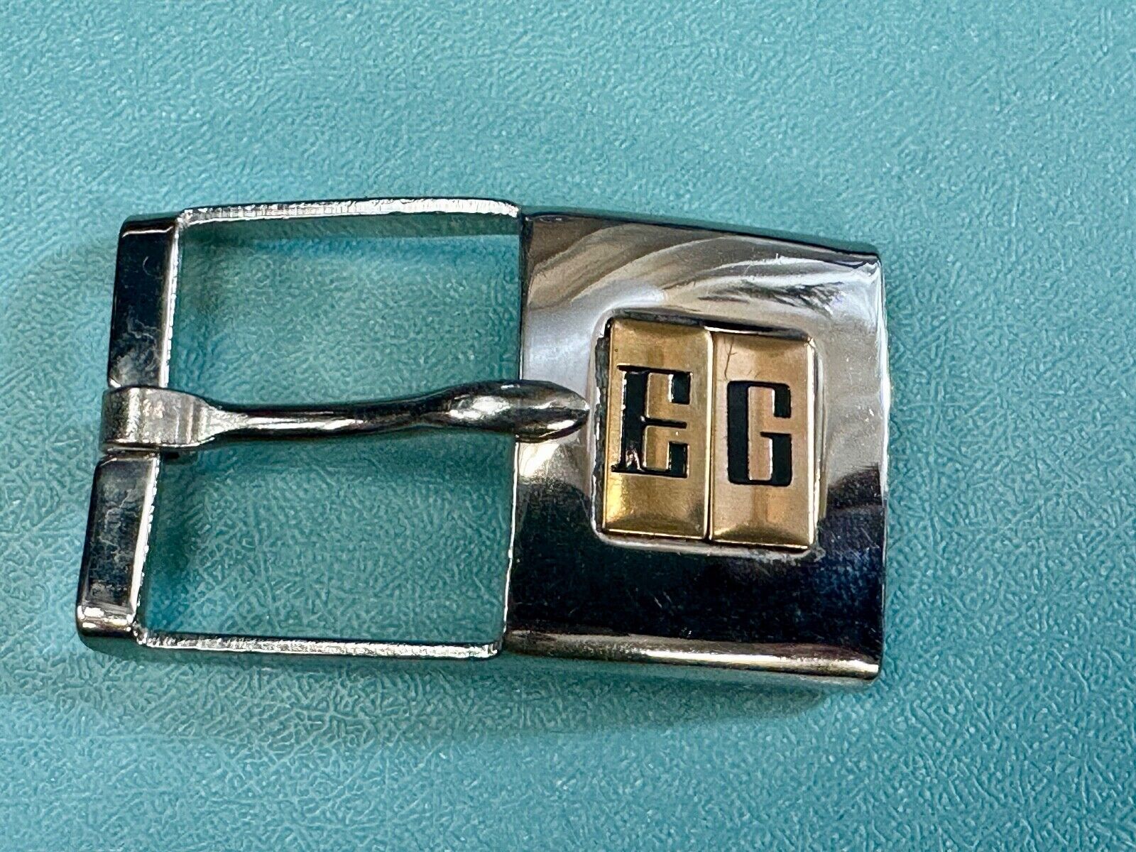 Vintage Letter monogram Initial EG - small two tone belt buckle