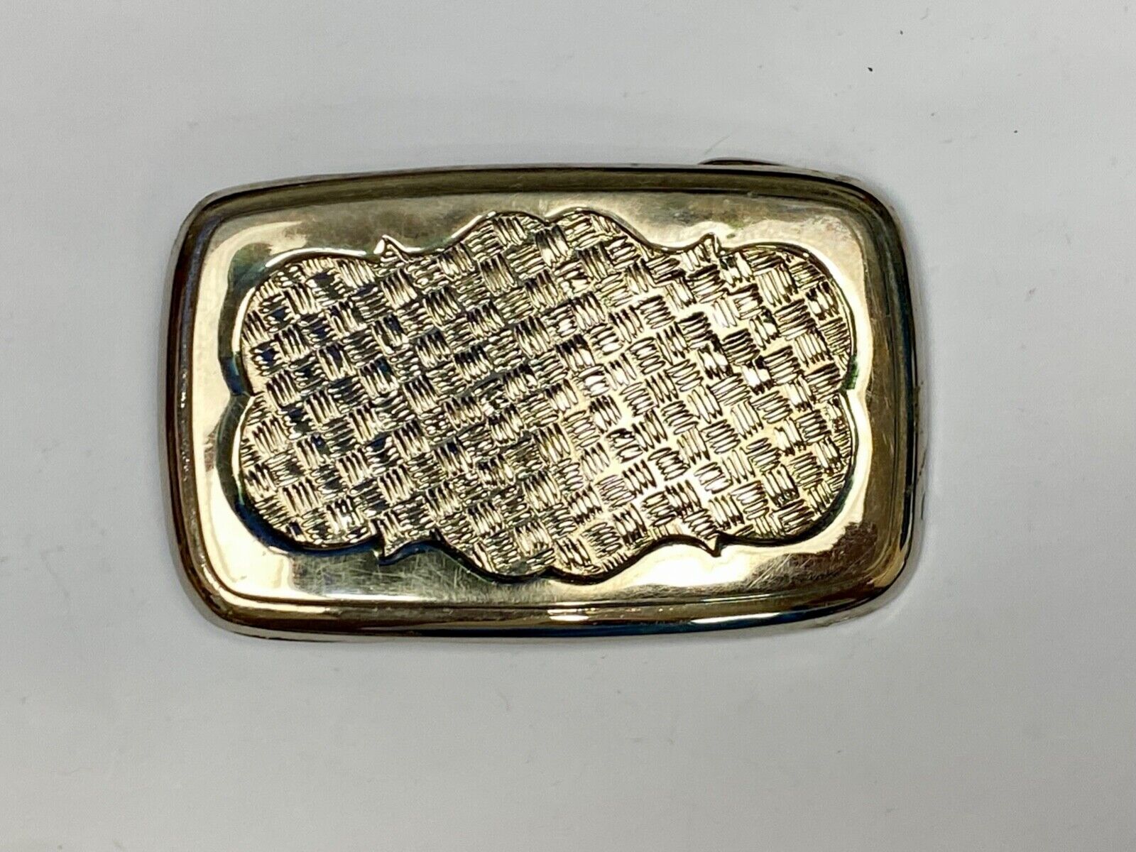 Unique Nickel Silver Rounded Corner Weave Pattern Westerner Belt Buckle