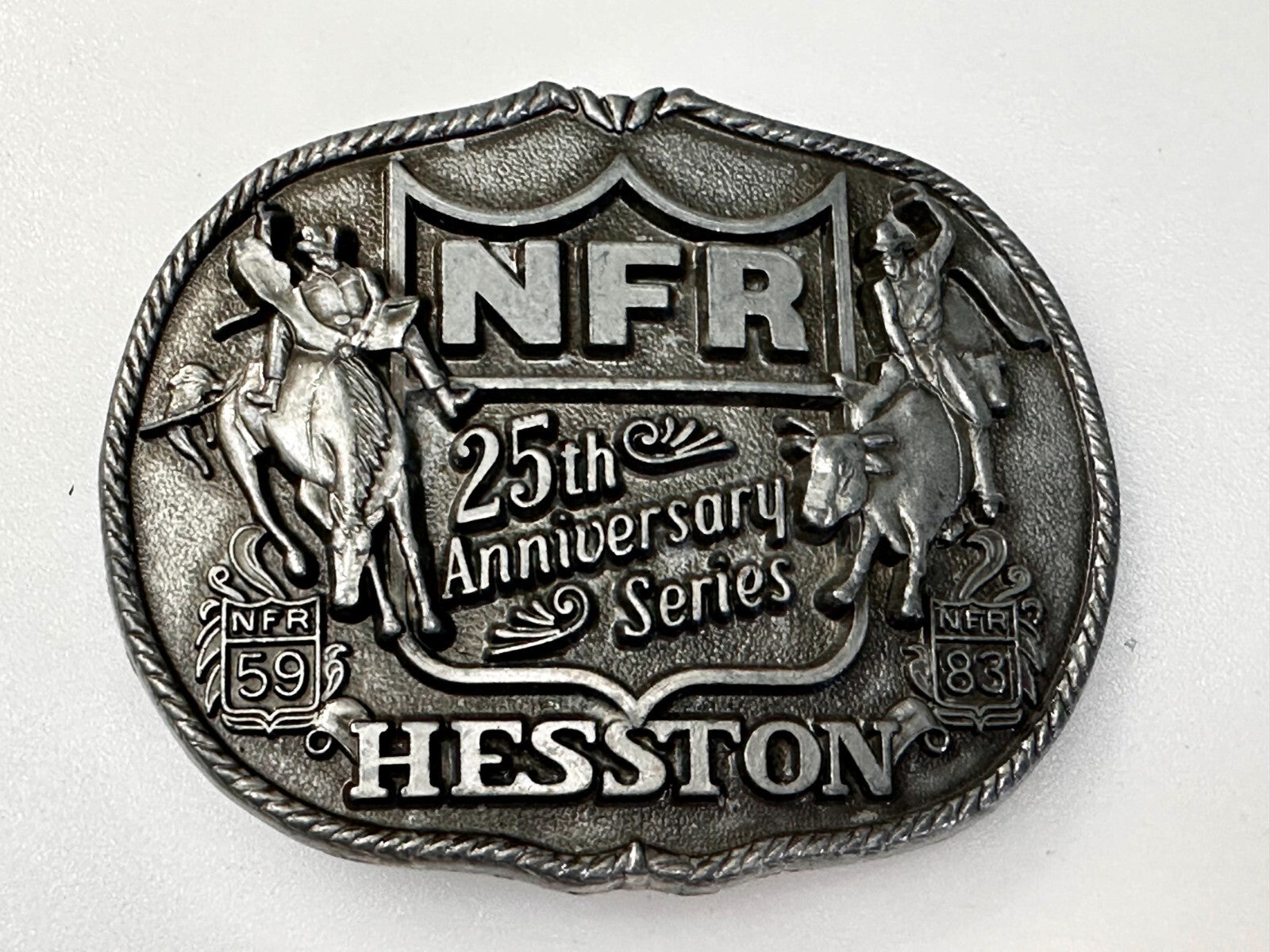 1983 Hesston NFR National Finals Rodeo Cowboys 25th aniversary Belt Buckle