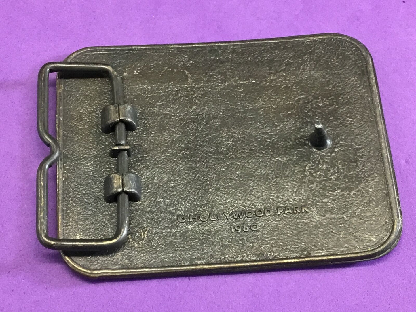 VINTAGE JUNE 15TH 1980 WALK OF FAME HOLLYWOOD PARK HORSE GOLD TONE BELT BUCKLE
