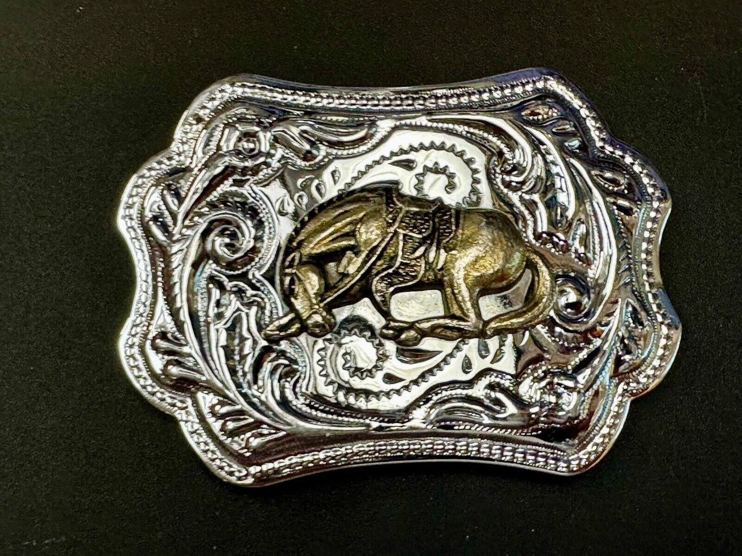 Two Tone Bucking Bronc Bronco Saddle Horse Rodeo vintage belt buckle