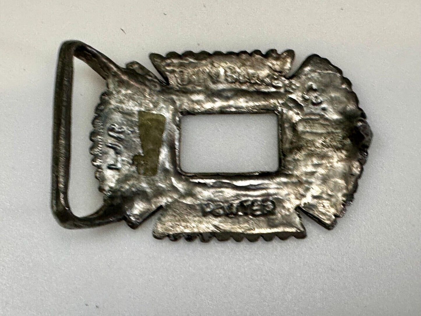Artisan Made Pewter Belt Buckle Signed LJR Bill's Buckle Co