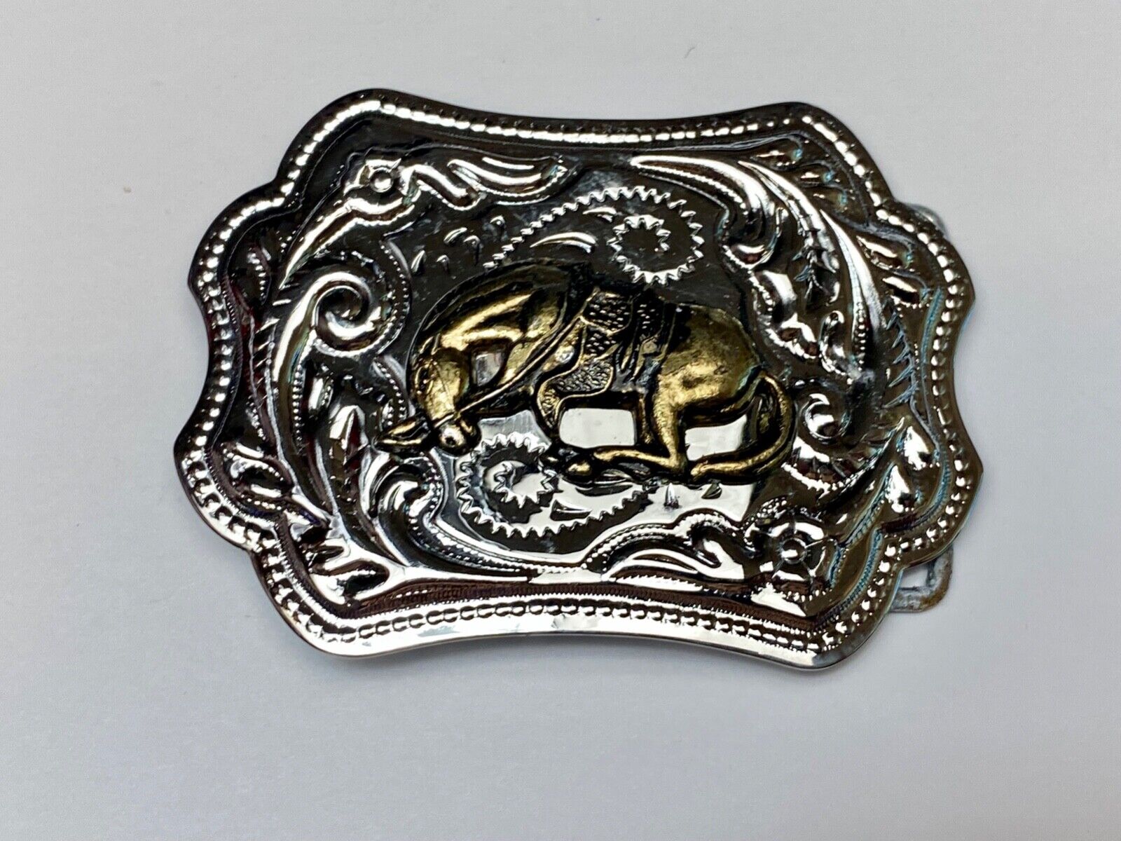 Vintage Horse End of the Trail two tone western belt buckle