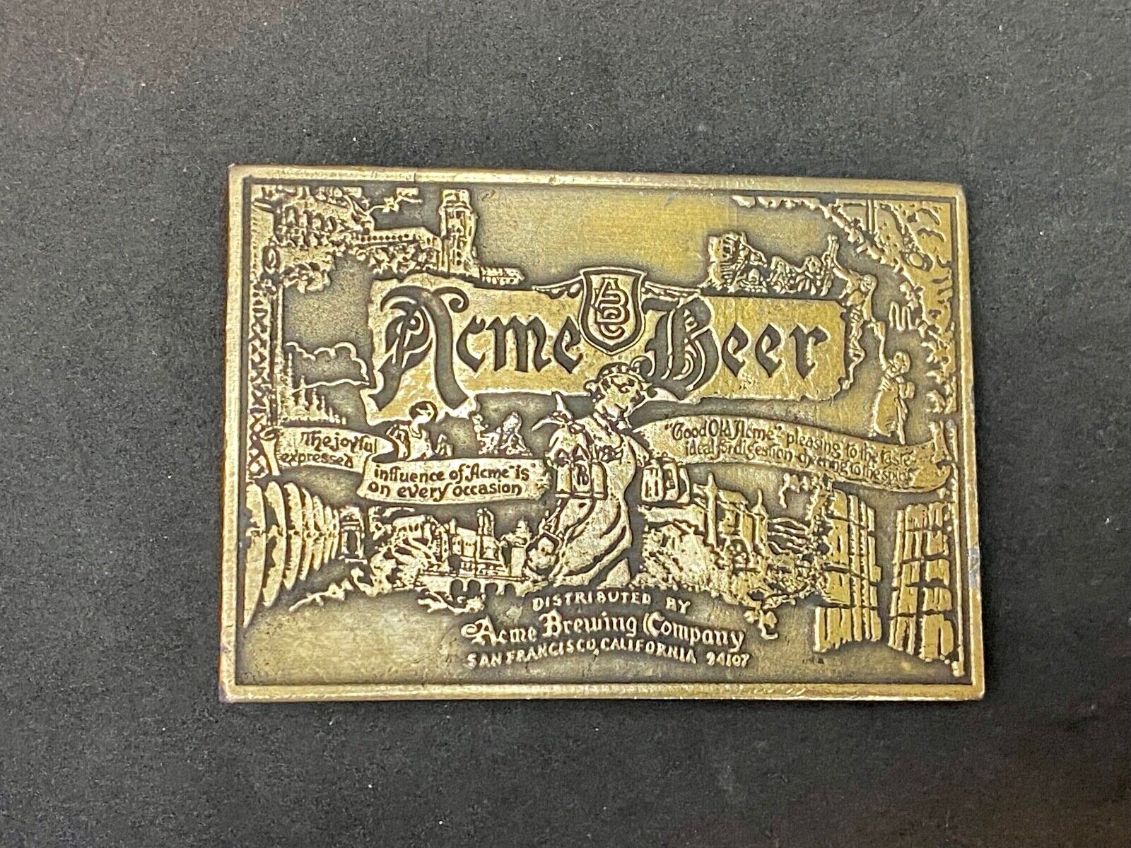 Acme Beer Brewing Company Collectors Hpc Belt Buckle San Fransisco California 