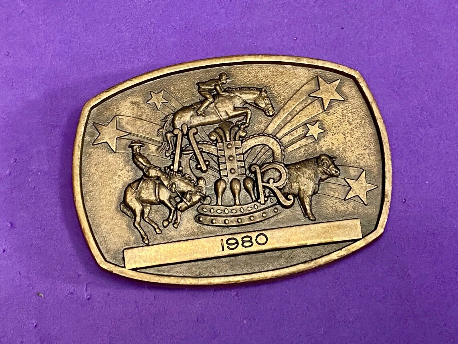Vintage Horse Jockey Belt Buckle By Jostens 