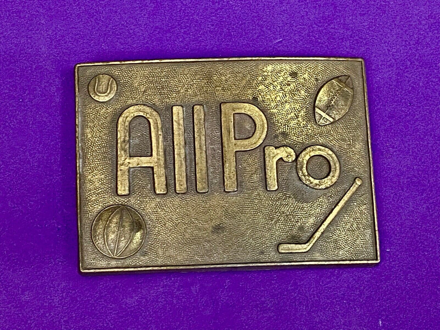 All Pro Hockey Basketball Golf Football Brass Tone Belt Buckle 
