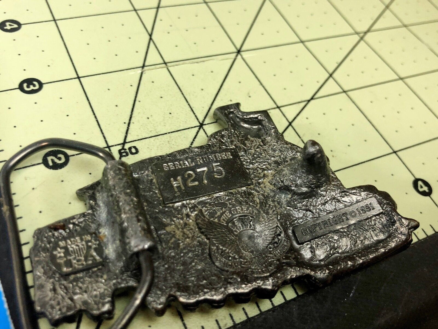 Vintage 1981 Figural train cut out locomotive Belt Buckle