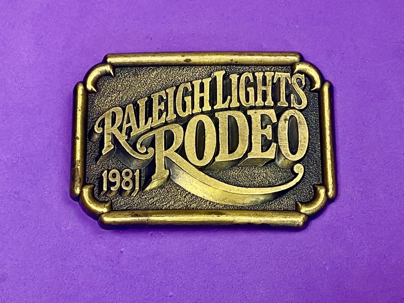 Vintage 1981 Raleigh Lights Rodeo Tobacco Company Advertising Belt Buckle