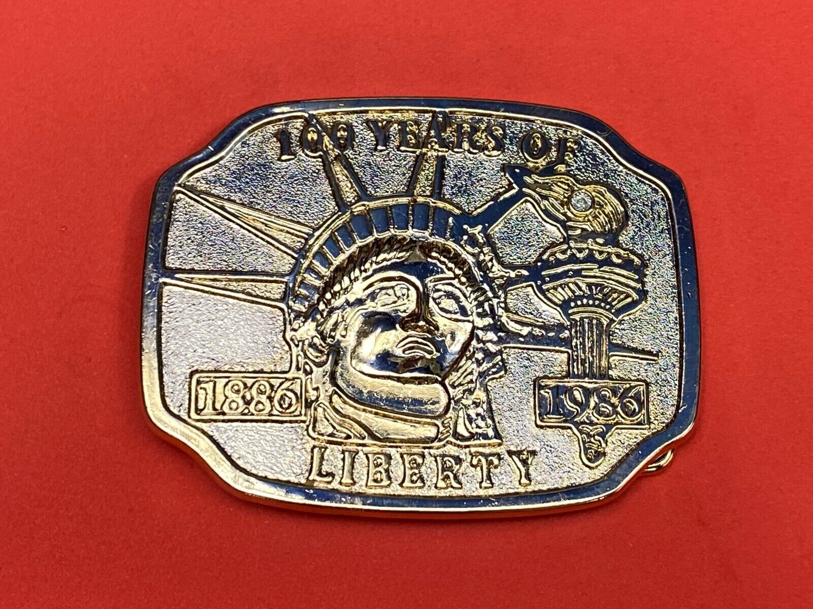  Vintage Belt Buckle 100 Years Of Lady Liberty 1886 -  1986 Statue Of Liberty