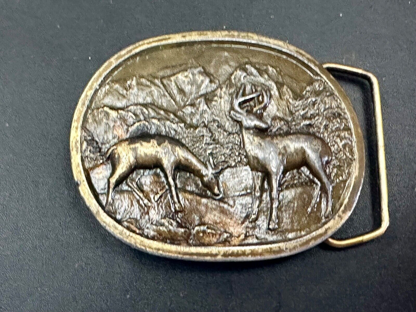 Vintage Doe and Buck / Deer  Vintage E-97 Indiana Metal Craft  belt buckle