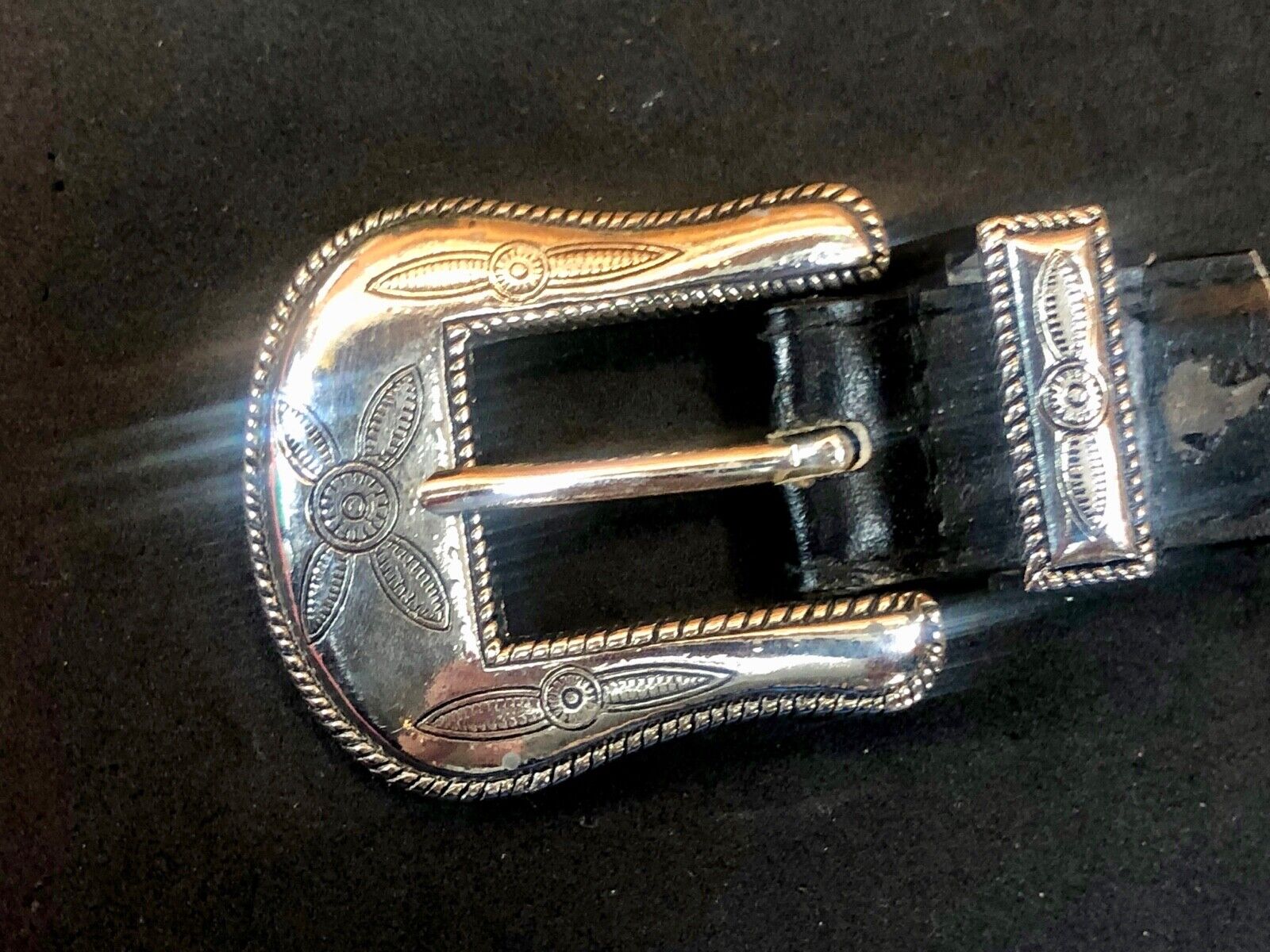 two piece Western Dress belt buckle with flower swirl pattern