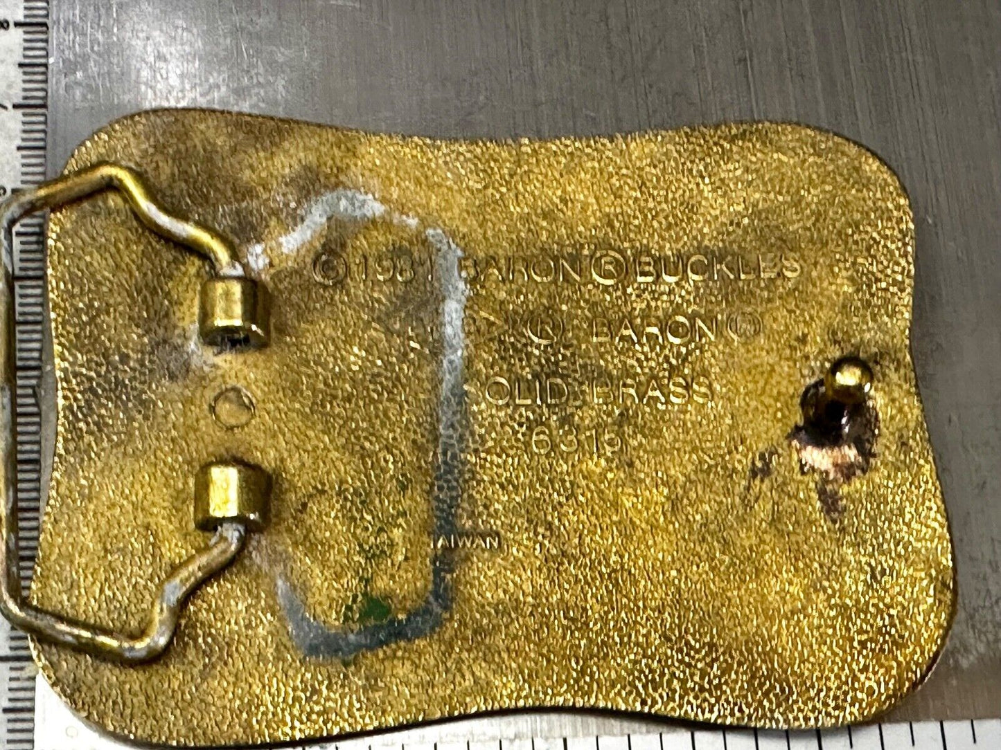 American Firefighters at work putting out fire Vintage 1981 Baron Belt Buckle