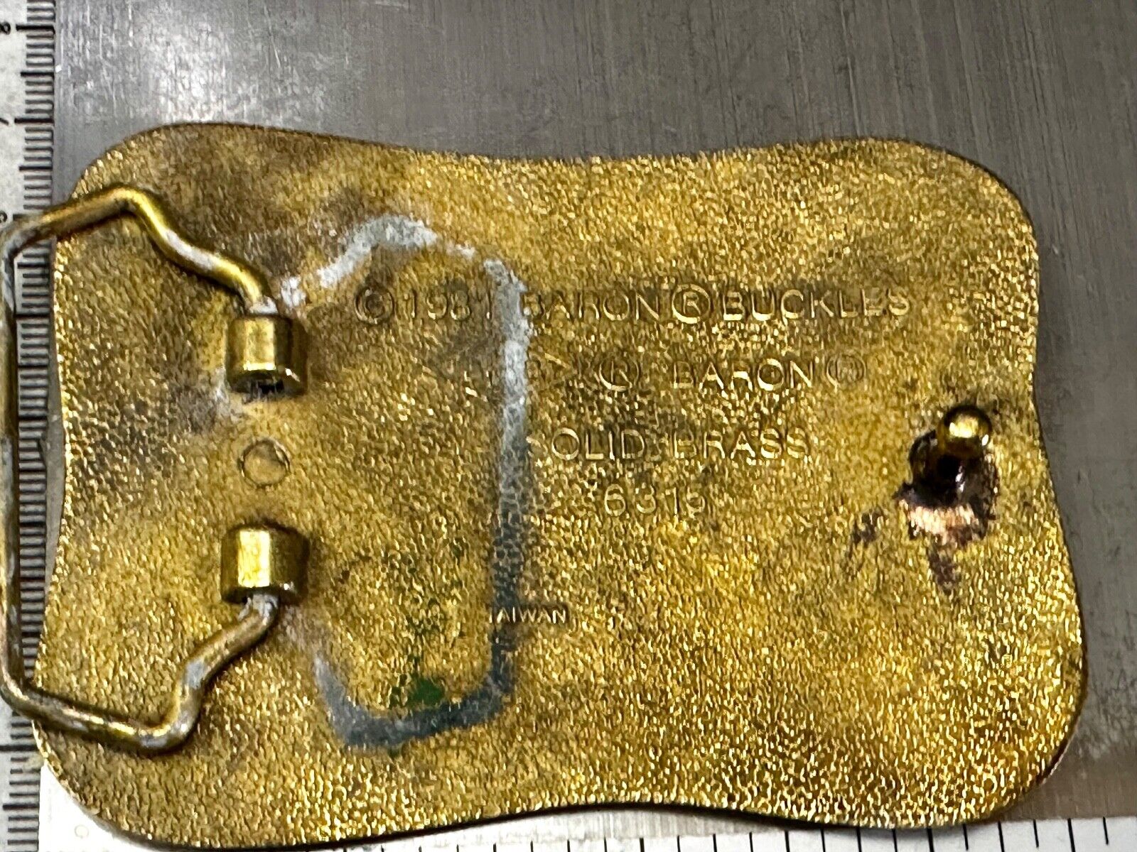 American Firefighters at work putting out fire Vintage 1981 Baron Belt Buckle